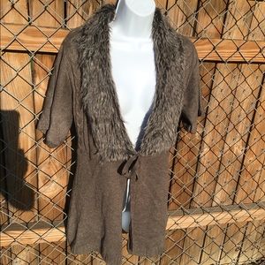 The Limited Fur Collar Cardigan Sz S